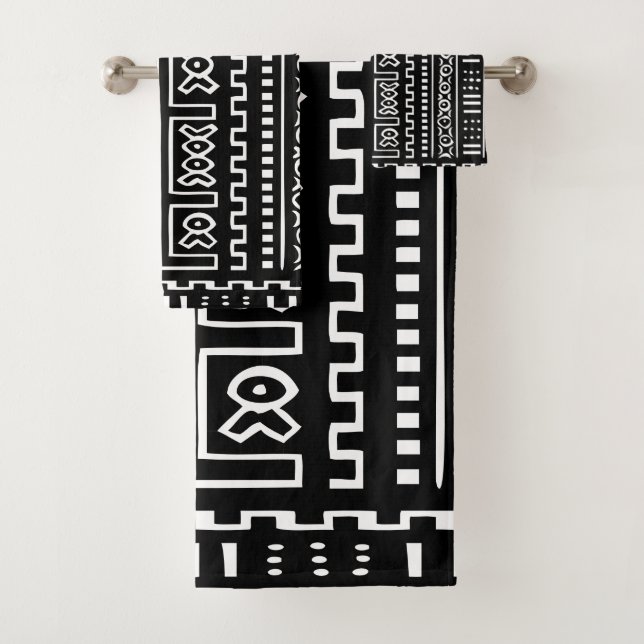 Sistema blanco y negro de la toalla de Mudcloth (In situ)