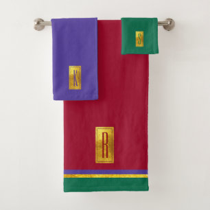 Sistema con monograma de la toalla de baño de los