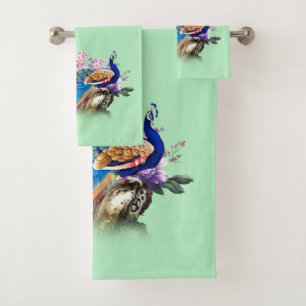 Sistema de la toalla de baño de Peackock del azul