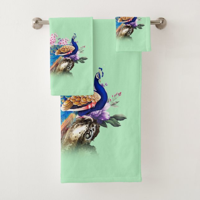 Sistema de la toalla de baño de Peackock del azul (In situ)