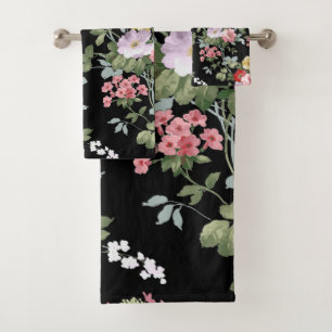 Sistema floral de la toalla de baño del vintage
