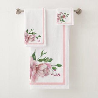 Sistema floral de la toalla del cuarto de baño de