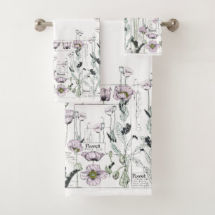 Sistema francés de la toalla de baño de las flor