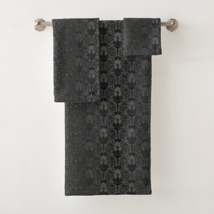 Sistema negro elegante de la toalla del cordón de