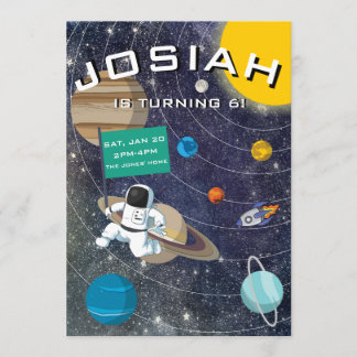 Sistema solar, invitación a fiesta de cumpleaños d