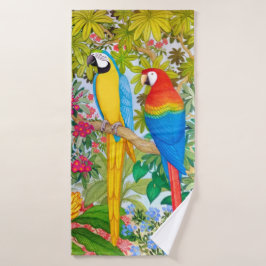 Sistema tropical de la toalla de baño de los loros
