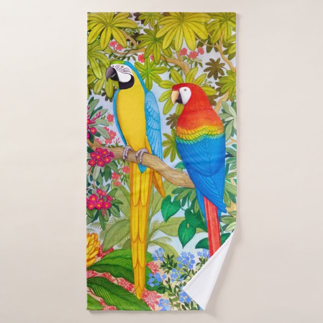 Sistema tropical de la toalla de baño de los loros (Toalla de baño)