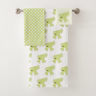 Sistema verde de la toalla de baño del elefante