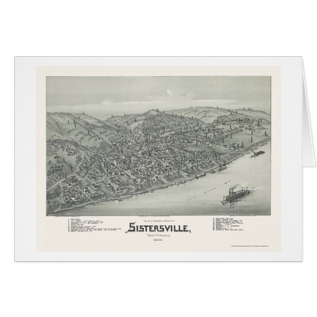Sistersville, mapa panorámico de WV - 1896 (Anverso (Horizontal))