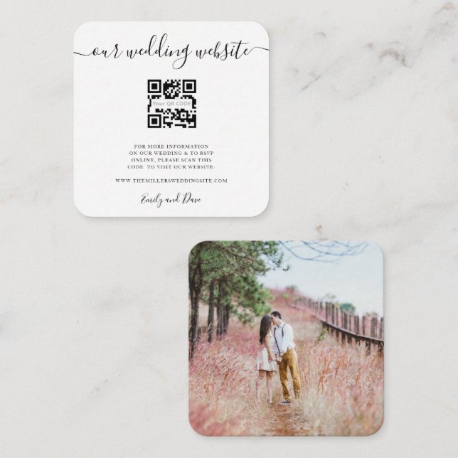 Sitio web boda Insertar tarjeta QR CODE foto en la (Anverso / Reverso)