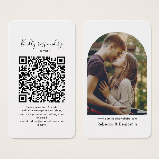 Sitio web boda QR Código Foto Tarjeta de gabinete  (Anverso y reverso)