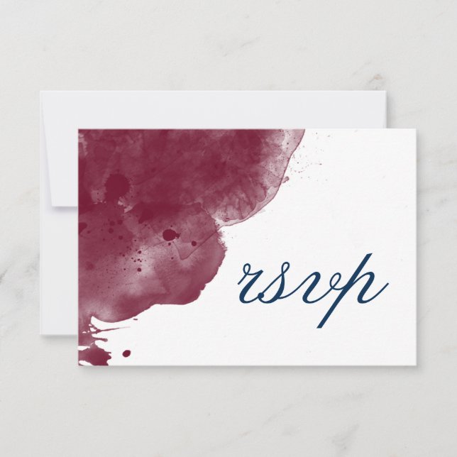 Sitio web Burgundy & Navy Watercolor Wedding RSVP (Anverso)