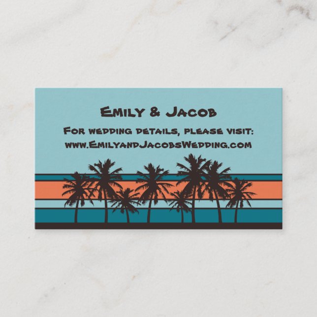 Sitio web de boda de Retro Beach Insertar tarjetas (Anverso)