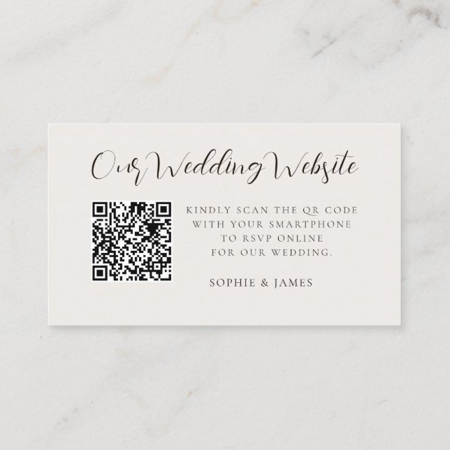 Sitio web de Boda moderno Código QR Tarjeta de Gab (Reverso)