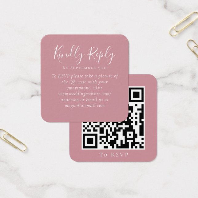 Sitio web de Boda rosado Dusty Código QR RSVP (Oficina)
