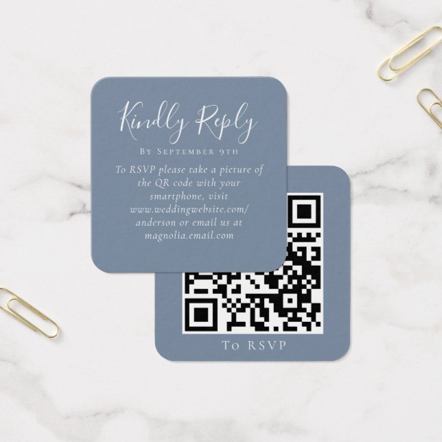 Sitio web de Dusty Blue Boda QR Code RSVP (Oficina)