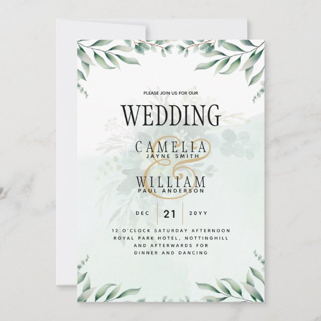 Sitio web de invitaciones a bodas de verde RSVP QR (Anverso)