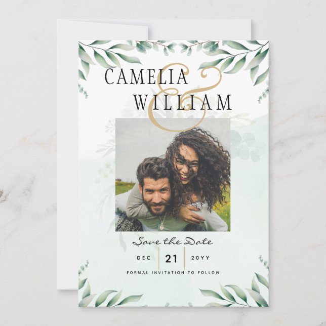 Sitio web de invitaciones a bodas de verde RSVP QR (Anverso)