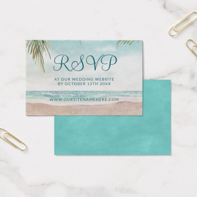 Sitio web de Island Breeze Boda RSVP Insertar tarj (Oficina)