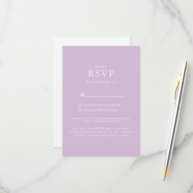 Sitio web de Lavanda Simple Wedding RSVP (Anverso/Reverso In Situ)