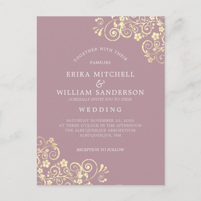 Sitio web de respuesta para invitación de boda en  (Anverso)