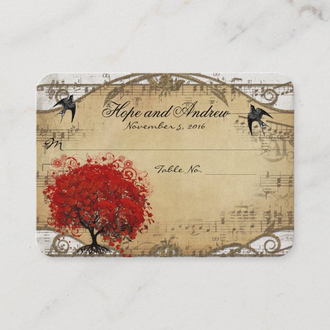Sitio web de Tarjetas de lugar de hoja de corazón  (Anverso)