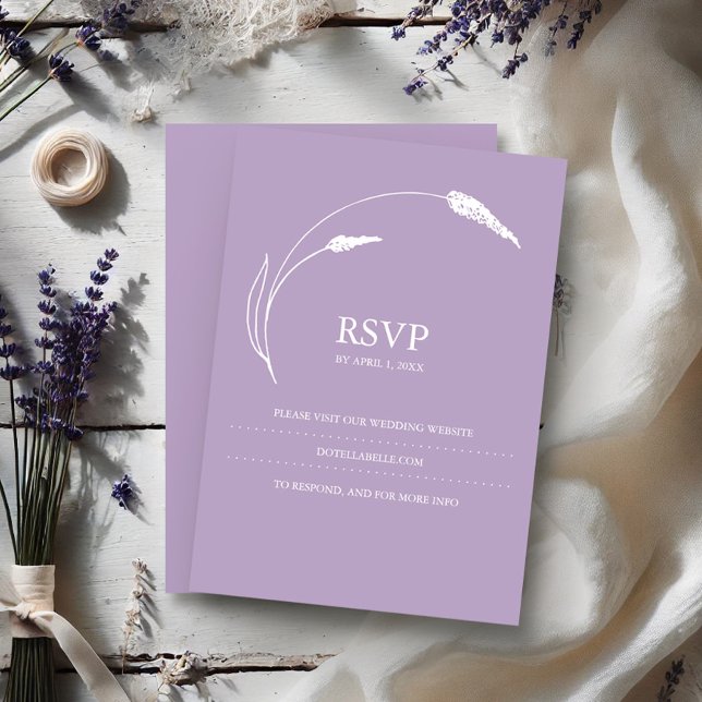 Sitio web del Boda de tarjetas RSVP de Lavanda Mod (Lavender RSVP card floral line art by Victoria Grigaliunas of Do Tell A Belle)