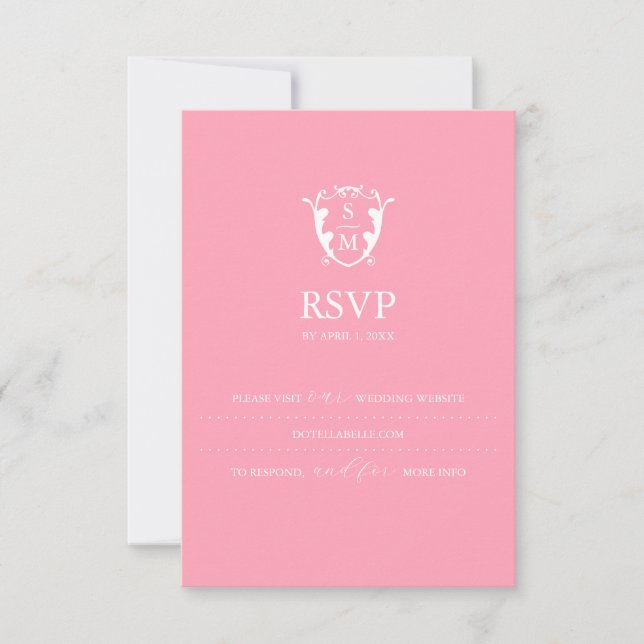 Sitio web del Boda de tarjetas RSVP rosa monograma (Anverso)