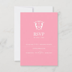Sitio web del Boda de tarjetas RSVP rosa monograma