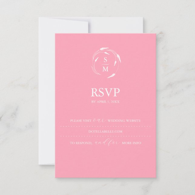 Sitio web del Boda de tarjetas RSVP rosa monograma (Anverso)