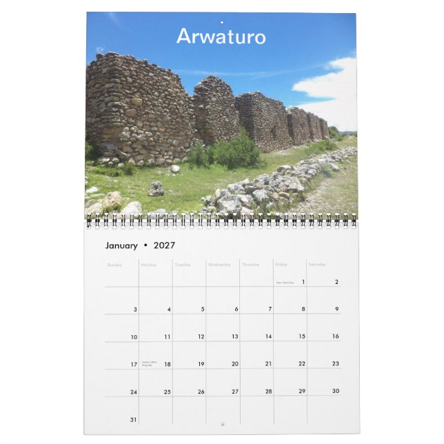 Sitios arqueológicos del calendario de Perú (Jan 2027)