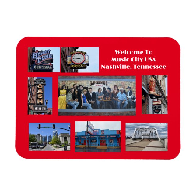 Sitios para ver en Nashville, imán Tennessee (Horizontal)