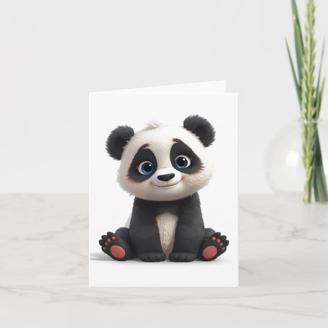 Sitting Panda Bear Cartoon Illustration Art Card (Anverso)
