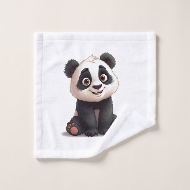 Sitting Panda Bear Cartoon Illustration Artwork (Toallita)