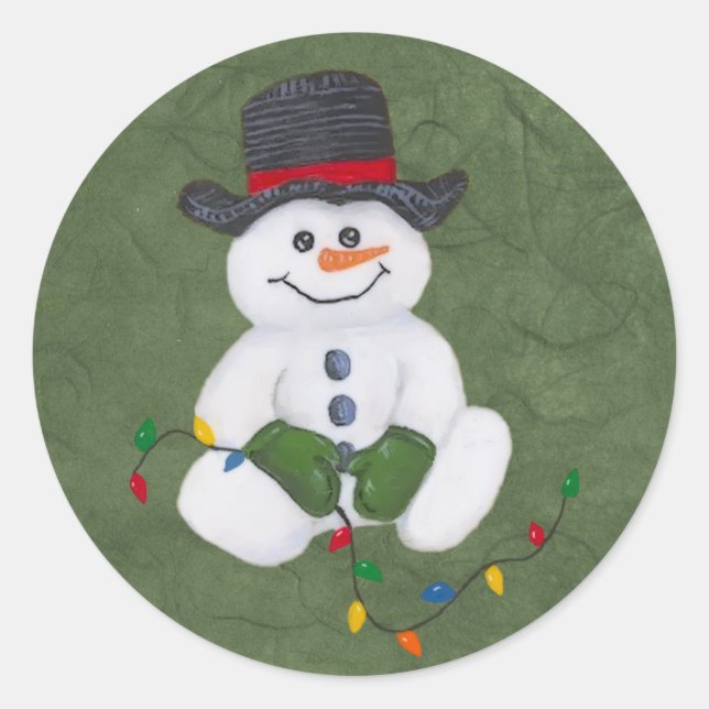 Sitting Snowman Pegatina (Anverso)