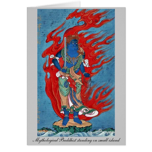 Situación budista mitológica en la pequeña isla (Frente)