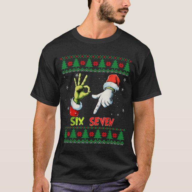 Six Seven Skeleton Meme Christmas Ugly Sweater 67  (Anverso)