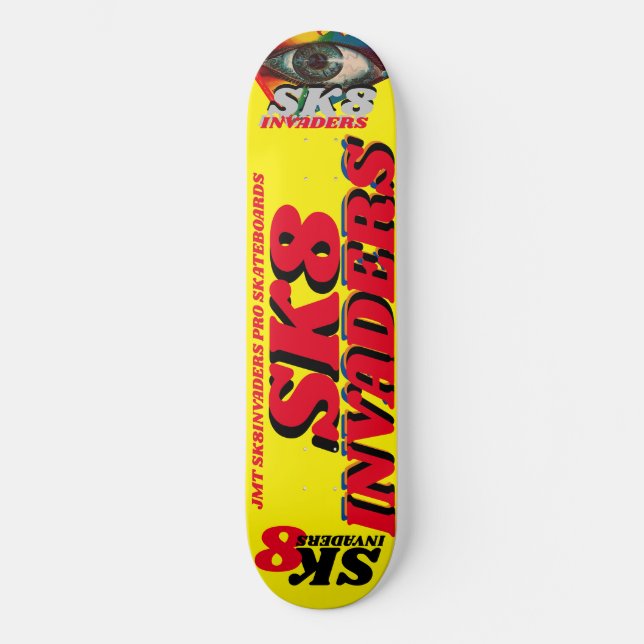 SK8 INVADERS 8 Cubierta para skateboard de 1/4" (Anverso)