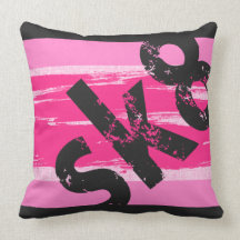 Sk8 - Rosa y gris de la almohada de la palabra del