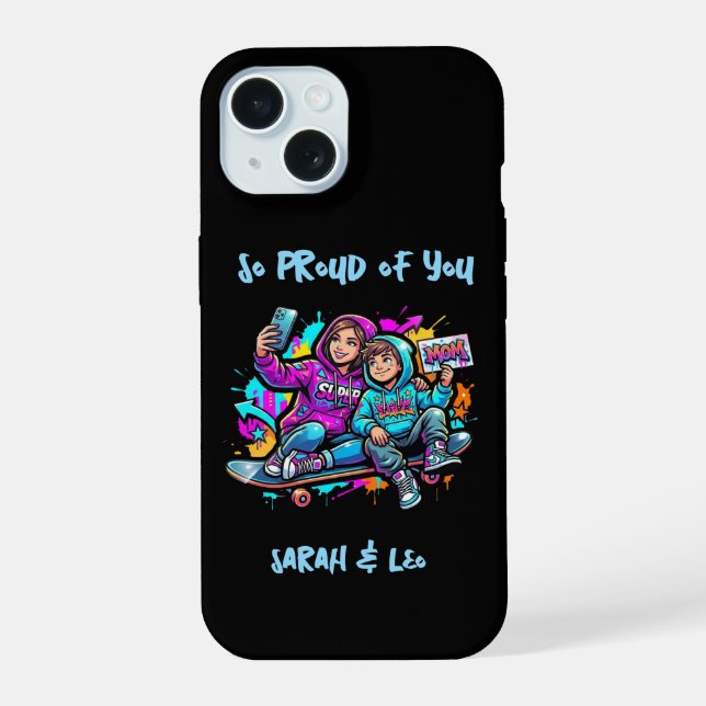 Skate Mamá e Hijo | Funda para iPhone Glossy Tough (Reverso )