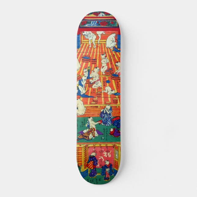 Skateboard 猫 の お ぶ や, 作 ~~~ Hot Spring del gato, autor descon (Anverso)