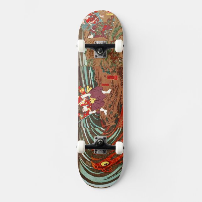 Skateboard 鬼若丸の鯉退治, carpa del monstruo del 国芳, Kuniyoshi, (Anverso)