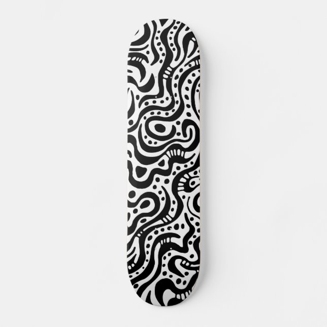 Skateboard 041211v1 abstractos - Negro en blanco (Anverso)