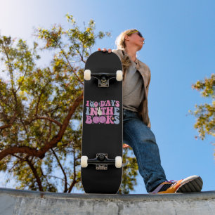 Skateboard 100 Días En El Libro Disco Ball Groovy Retro
