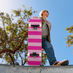Skateboard 15 Franjas horizontales rosadas claras y calientes