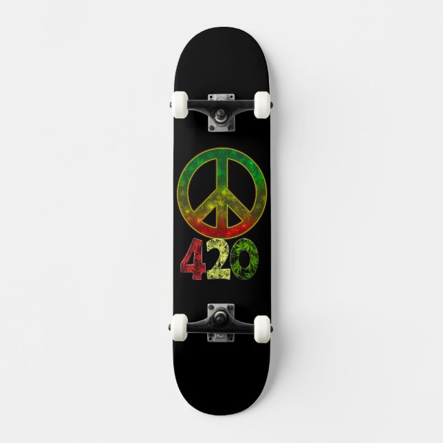 Skateboard 4 20 Weed Rasta Peace (Anverso)