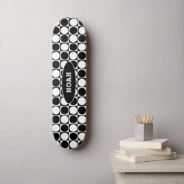 Skateboard 70s Checks and Circles Black and White