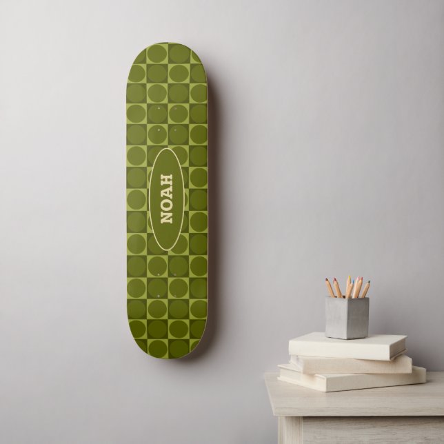Skateboard 70s Checks and Circles Green (Arte de la pared)