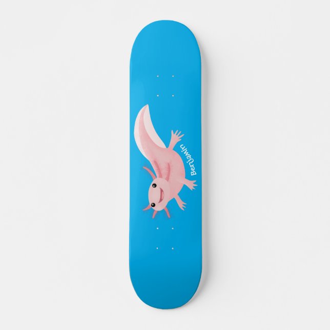 Skateboard Aaxolotl lindo rosa feliz (Anverso )