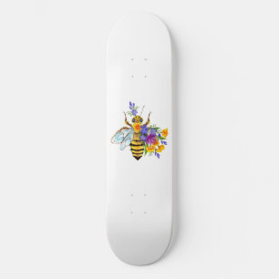 Skateboard Abeja de flor con plantas silvestres